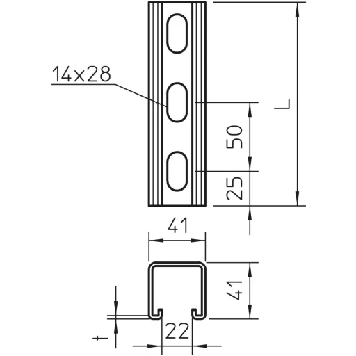 OBO Bettermann 1122483 Profilsínek (H x Sz x Ma) 3 m x 41.00 mm x 41.00 mm 3 m