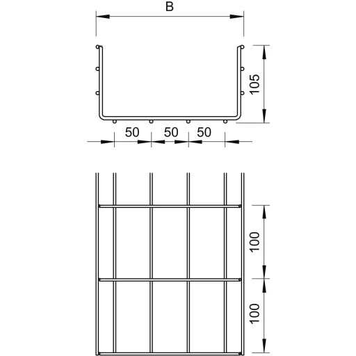 OBO Bettermann 6003214 Hálós ereszcsatorna (H x Sz x Ma) 3 m x 200.00 mm x 105.00 mm 3 m