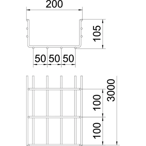 OBO Bettermann 6003214 Hálós ereszcsatorna (H x Sz x Ma) 3 m x 200.00 mm x 105.00 mm 3 m