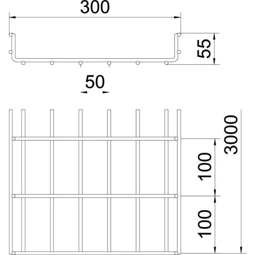 OBO Bettermann 6000331 Hálós ereszcsatorna (H x Sz x Ma) 3 m x 300.00 mm x 55.00 mm 3 m