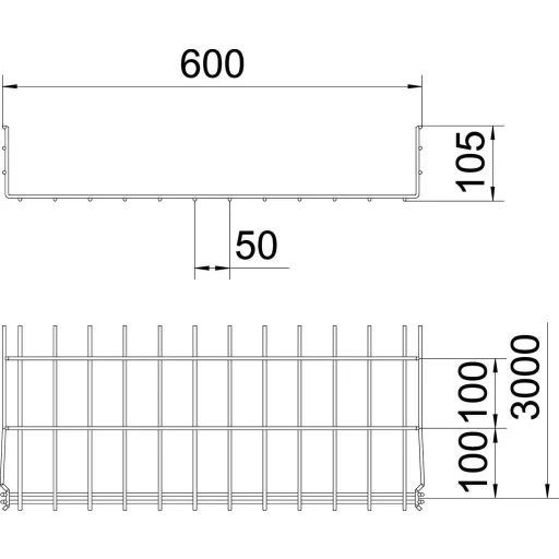 OBO Bettermann 6002417 Hálós ereszcsatorna (H x Sz x Ma) 3 m x 600.00 mm x 105.00 mm 3 m