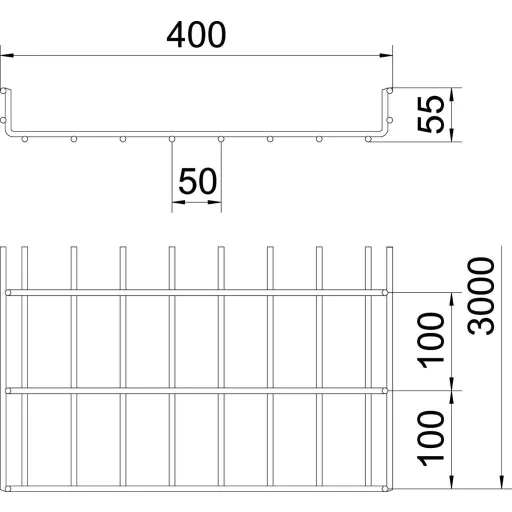 OBO Bettermann 6000451 Hálós ereszcsatorna (H x Sz x Ma) 3 m x 400.00 mm x 55.00 mm 3 m
