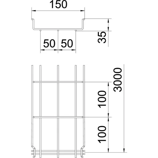 OBO Bettermann 6000056 Hálós ereszcsatorna (H x Sz x Ma) 3 m x 150.00 mm x 35.00 mm 3 m