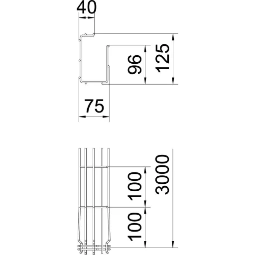 OBO Bettermann 6005556 Hálós ereszcsatorna (H x Sz x Ma) 3 m x 75.00 mm x 125.00 mm 3 m
