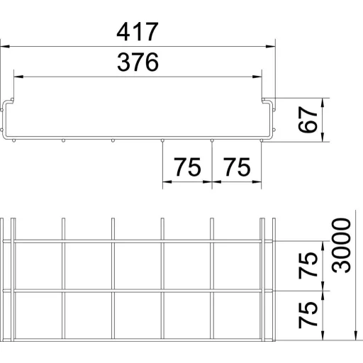 OBO Bettermann 6017460 Hálós ereszcsatorna (H x Sz x Ma) 3 m x 400.00 mm x 50.00 mm 3 m