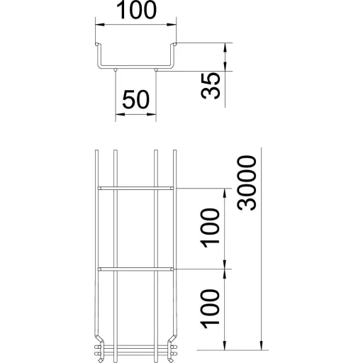 OBO Bettermann 6000062 Hálós ereszcsatorna (H x Sz x Ma) 3 m x 100.00 mm x 35.00 mm 3 m