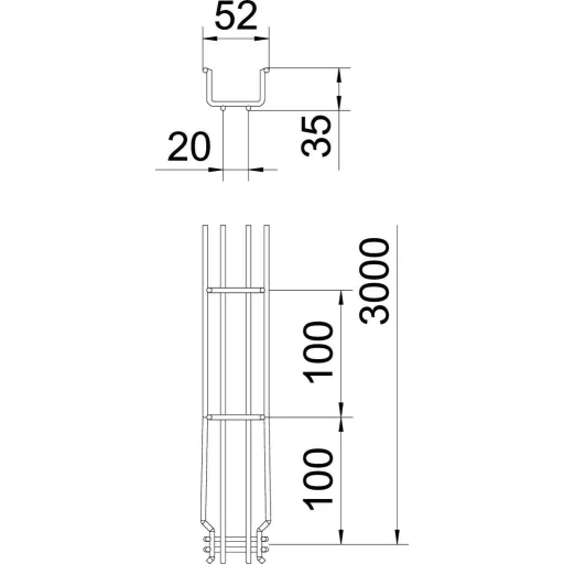 OBO Bettermann 6000069 Hálós ereszcsatorna (H x Sz x Ma) 3 m x 50.00 mm x 35.00 mm 3 m
