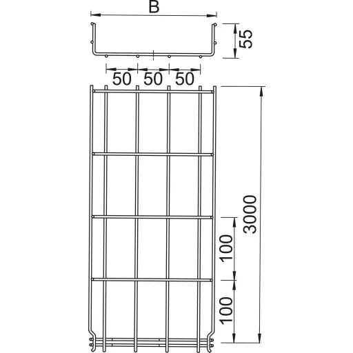 OBO Bettermann 6001080 Hálós ereszcsatorna (H x Sz x Ma) 3 m x 400.00 mm x 55.00 mm 3 m