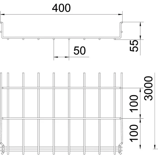 OBO Bettermann 6001080 Hálós ereszcsatorna (H x Sz x Ma) 3 m x 400.00 mm x 55.00 mm 3 m