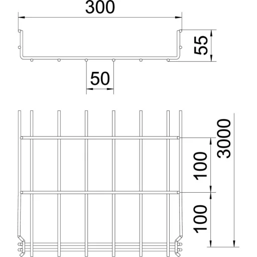 OBO Bettermann 6001448 Hálós ereszcsatorna (H x Sz x Ma) 3 m x 300.00 mm x 55.00 mm 3 m