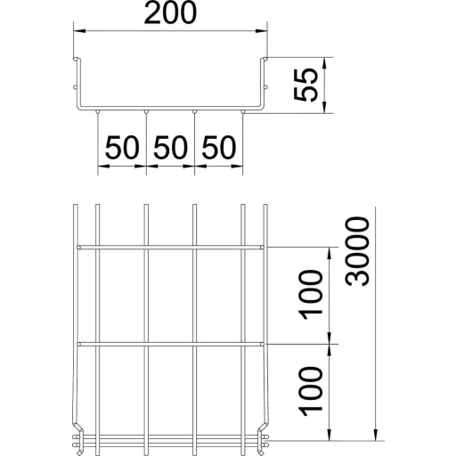 OBO Bettermann 6001446 Hálós ereszcsatorna (H x Sz x Ma) 3 m x 200.00 mm x 55.00 mm 3 m