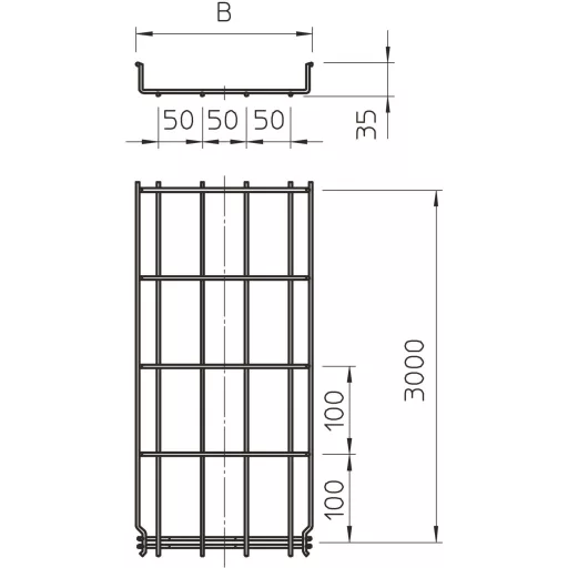 OBO Bettermann 6000073 Hálós ereszcsatorna (H x Sz x Ma) 3 m x 200.00 mm x 35.00 mm 3 m