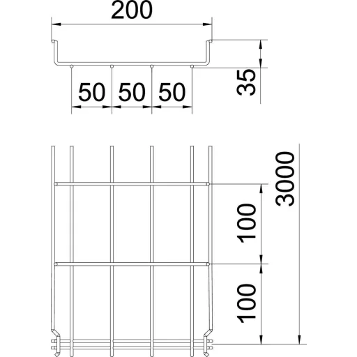OBO Bettermann 6000073 Hálós ereszcsatorna (H x Sz x Ma) 3 m x 200.00 mm x 35.00 mm 3 m