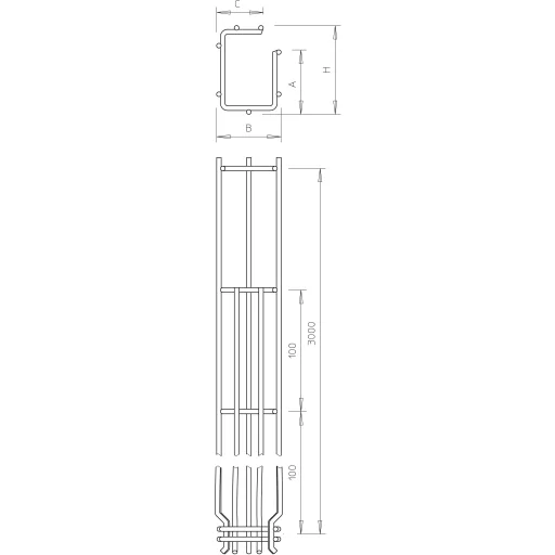 OBO Bettermann 6005538 Hálós ereszcsatorna (H x Sz x Ma) 3 m x 50.00 mm x 75.00 mm 3 m