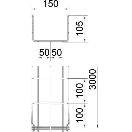 OBO Bettermann 6002404 Hálós ereszcsatorna (H x Sz x Ma) 3 m x 150.00 mm x 105.00 mm 3 m