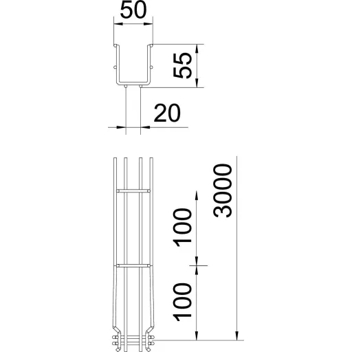 OBO Bettermann 6001415 Hálós ereszcsatorna (H x Sz x Ma) 3 m x 50.00 mm x 55.00 mm 3 m