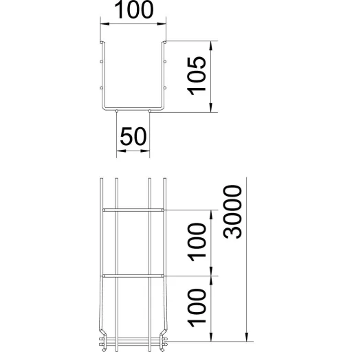OBO Bettermann 6002431 Hálós ereszcsatorna (H x Sz x Ma) 3 m x 100.00 mm x 105.00 mm 3 m