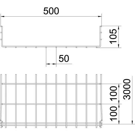 OBO Bettermann 6002466 Hálós ereszcsatorna (H x Sz x Ma) 3 m x 500.00 mm x 105.00 mm 3 m