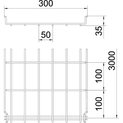 OBO Bettermann 6000075 Hálós ereszcsatorna (H x Sz x Ma) 3 m x 300.00 mm x 35.00 mm 3 m