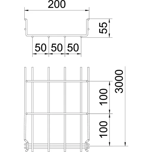 OBO Bettermann 6001421 Hálós ereszcsatorna (H x Sz x Ma) 3 m x 200.00 mm x 55.00 mm 3 m
