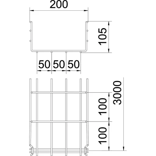OBO Bettermann 6002435 Hálós ereszcsatorna (H x Sz x Ma) 3 m x 200.00 mm x 105.00 mm 3 m