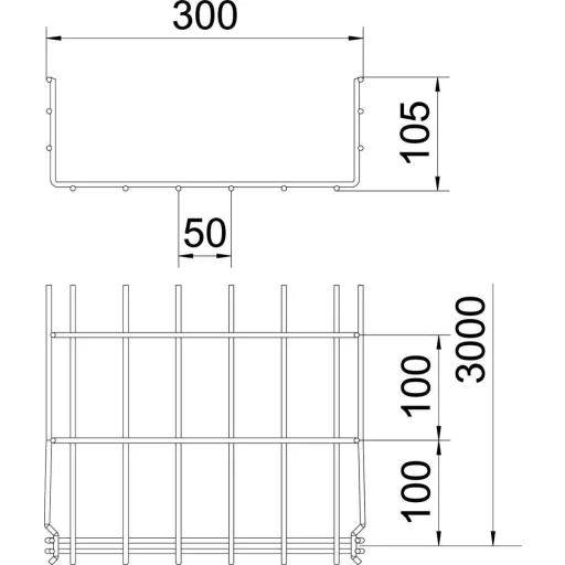 OBO Bettermann 6002408 Hálós ereszcsatorna (H x Sz x Ma) 3 m x 300.00 mm x 105.00 mm 3 m