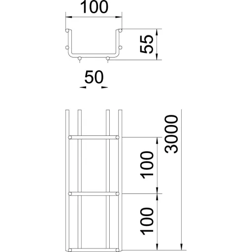 OBO Bettermann 6000122 Hálós ereszcsatorna (H x Sz x Ma) 3 m x 100.00 mm x 55.00 mm 3 m