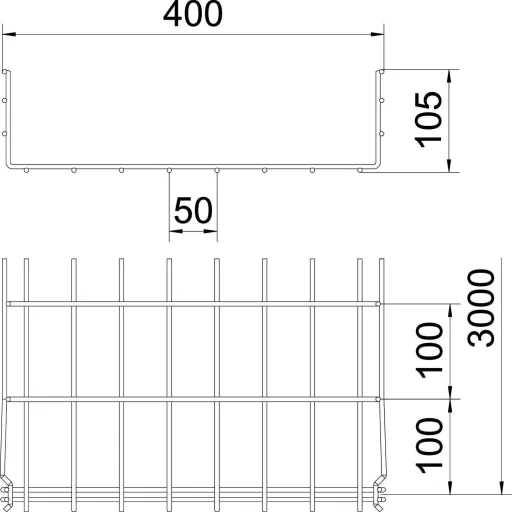 OBO Bettermann 6002410 Hálós ereszcsatorna (H x Sz x Ma) 3 m x 400.00 mm x 105.00 mm 3 m