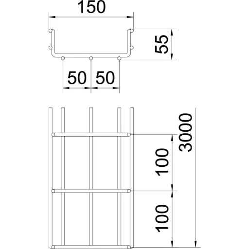 OBO Bettermann 6000190 Hálós ereszcsatorna (H x Sz x Ma) 3 m x 150.00 mm x 55.00 mm 3 m