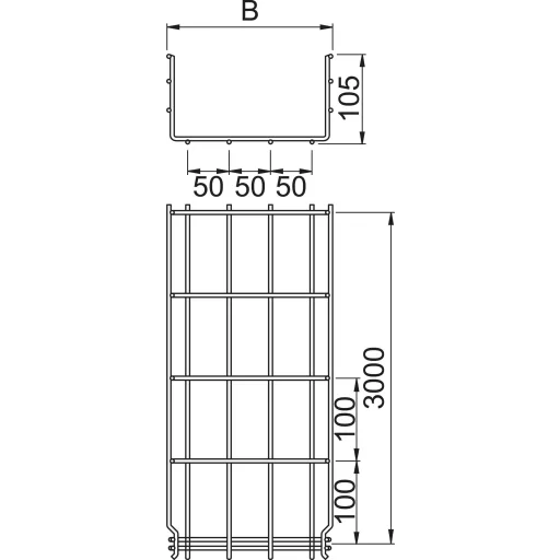 OBO Bettermann 6002437 Hálós ereszcsatorna (H x Sz x Ma) 3 m x 300.00 mm x 105.00 mm 3 m