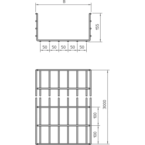 OBO Bettermann 6003681 Hálós ereszcsatorna (H x Sz x Ma) 3 m x 300.00 mm x 155.00 mm 3 m