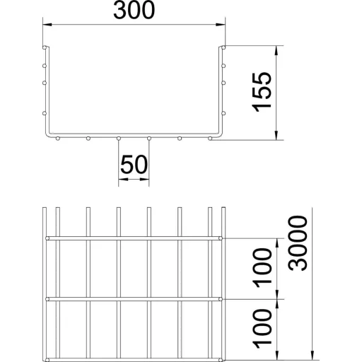 OBO Bettermann 6003681 Hálós ereszcsatorna (H x Sz x Ma) 3 m x 300.00 mm x 155.00 mm 3 m
