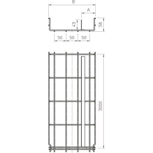 OBO Bettermann 6006456 Hálós ereszcsatorna (H x Sz x Ma) 3 m x 300.00 mm x 55.00 mm 3 m
