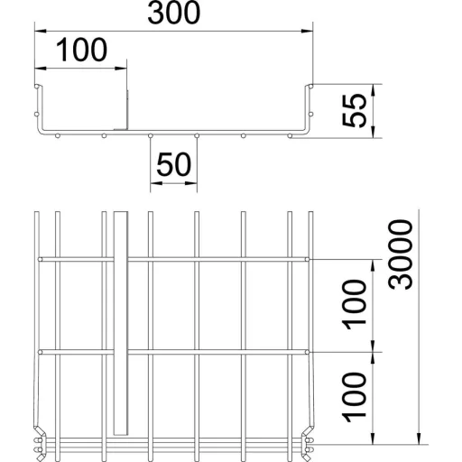 OBO Bettermann 6006456 Hálós ereszcsatorna (H x Sz x Ma) 3 m x 300.00 mm x 55.00 mm 3 m
