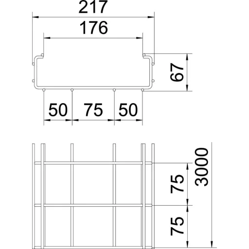 OBO Bettermann 6017444 Hálós ereszcsatorna (H x Sz x Ma) 3 m x 200.00 mm x 50.00 mm 3 m
