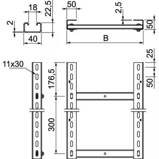 OBO Bettermann 6010008 Függőleges létra 3 m