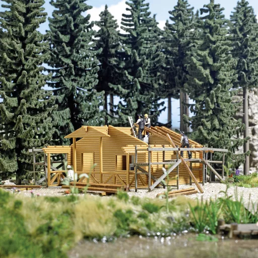 Busch 1855 H0 Építés alatt álló rönkház