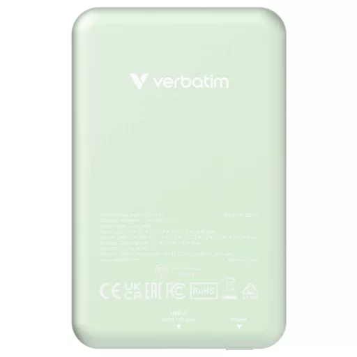 Verbatim Charge n Go Magnetic Wireless Powerbank 5000 mAh Fast Charge, Quick Charge 3.0, Power Delivery 3.0, Adaptive Fast Charge LiPo USB-C® Zöld