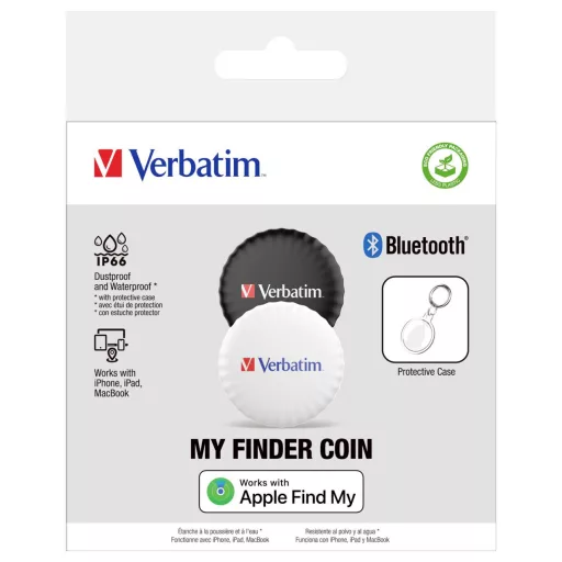 Verbatim My Finder Coin 2-Pack Bluetooth adatgyűjtő Fekete, Fehér