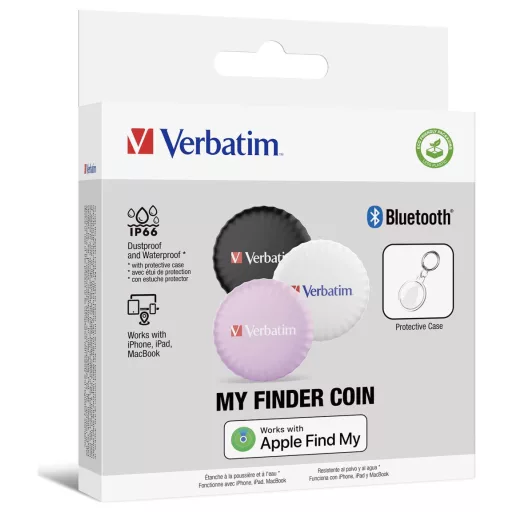 Verbatim My Finder Coin 3-Pack Bluetooth adatgyűjtő Fekete, Fehér, Rózsaszín