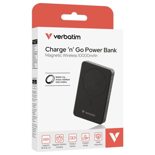 Verbatim Charge n Go Essentials Powerbank 10000 mAh Power Delivery 3.0, QC 3.0, Adaptive Fast Charge USB-C® Fekete