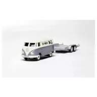   Carson Modellsport 500504166 VW T1 Bus Kastenwagen mit Autoanhänger 1:87 RC modellautó Elektro Busz Akkuval, töltőkészülékkel és adóakkukkal