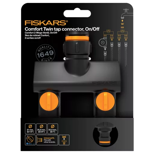 Fiskars 1070577 Comfort 2 utas elosztó Szabályozó szeleppel