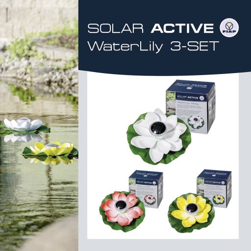 FIAP 3206-5 SOLAR ACTIVE WaterLily 3er SET Napelemes dekorációs világítás 3 részes készlet LED Fixen beépített LED-es Fehér, Sárga, Piros