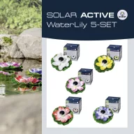   FIAP 3206-6 SOLAR ACTIVE WaterLily 5er SET Napelemes dekorációs világítás 5 részes készlet LED Fixen beépített LED-es Fehér, Sárga, Piros, Rózsaszín, Lila