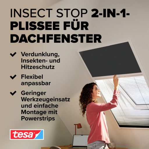 tesa Insect Stop 55805-00000-00 Tetőablak szúnyogháló (Sz x Ma) 1.16 m x 1.64 m Antracit 1 db