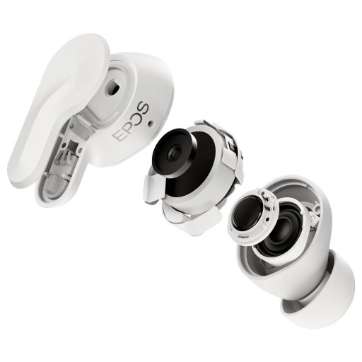EPOS ADAPT E1 In Ear headset Vezeték nélküli, Bluetooth® Stereo Fehér Noise Cancelling, mikrofon zajelnyomás Headset, Töltőtok, Izzadásálló Telefon
