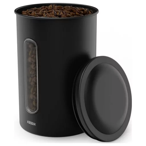 Xavax Kaffeedose für 1,3kg Bohnen o. 1,5kg Pulver, luftdicht, aromadicht, Schwarz 00111262 Szemeskávé tartó
