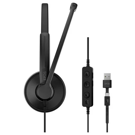 EPOS IMPACT 100 MS On Ear headset Vezetékes Stereo Fekete Noise Cancelling Headset, Mikrofon némítás, Hangerő szabályozás, Microsoft Teams gomb Számítógép