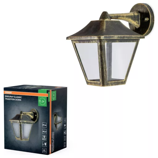 OSRAM HOMELIGHTING ENDURA Classic Tradition Down E27 Gold 4099854452352 LED-es kültéri fali lámpa